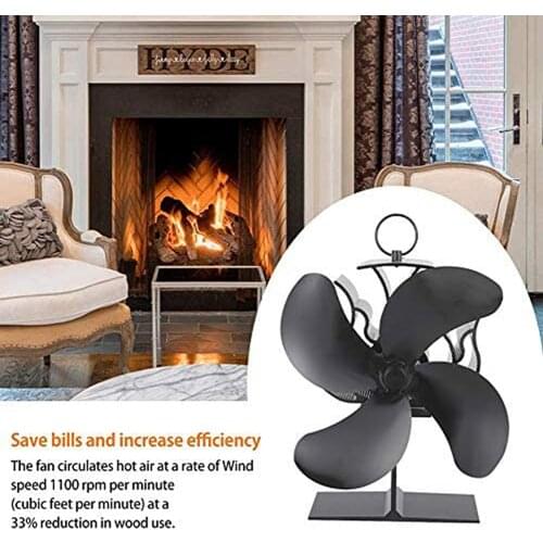 Hot Heat Powered Stove Fan 4 Blades Fireplace Silent Portable for Wood Log Fire Burning Home Supplies