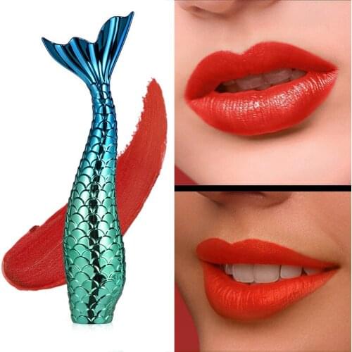 Lakerain 12 color korean lipstick mermaid silky soft matte lip gloss non-stick cup non-fading lip glaze makeup liquid lipstick