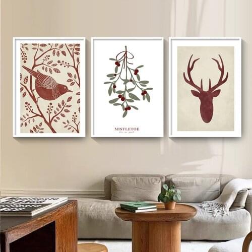Flowers Bird Deer Wall Art Quote Plant Prints and Posters Nordic Style Picture Modern Canvas Painting for Living Room Home Decor