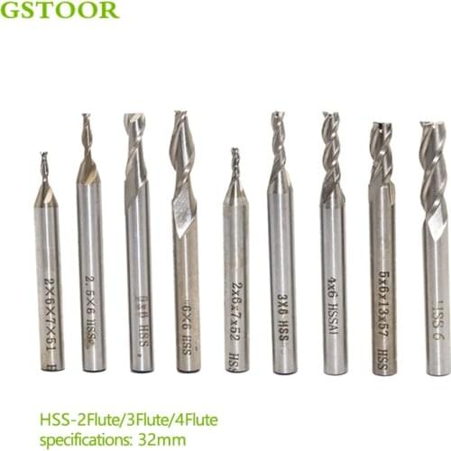 1PC HSS 32mm End Mill 2Flute 3Flute 4Flute HSS End Mill Cutter CNC Bit Milling Cutter