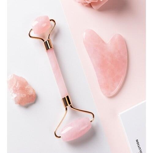 Face Massager Jade Roller Facial Massage Relaxation Weight Loss 100% Natural Rose Quartz Scraper Massager Beauty Skin Tools