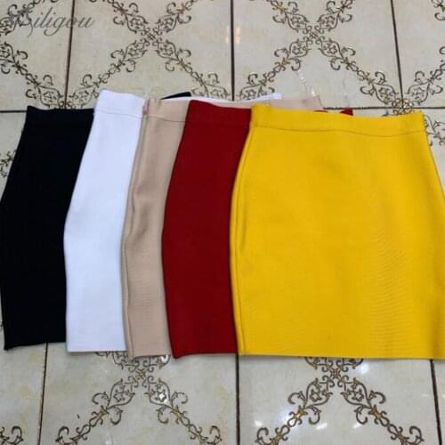 Ailigou Wholesale Free Shipping Candy Color Sexy Mini Bandage Skirt 2021 Designer Lead Pen Skirt Faldas 43cm