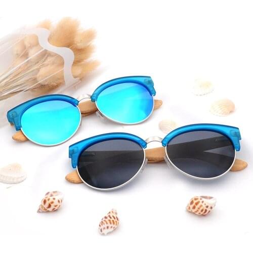Fashion Sunglasses Bamboo Wooden Oval Eyeglasses Half-Frame Sun Glasses Frame Portable Anti Uv Outdoor Sport cycling