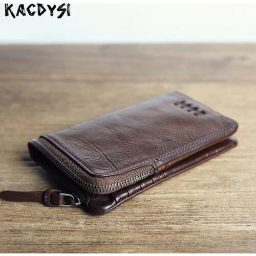 Famous Brand Vintage Genuine Leather Cowhide Men Mens Short Wallet Wallets Purse Zipper Coin Pocket Male Carteira ID Card Holder