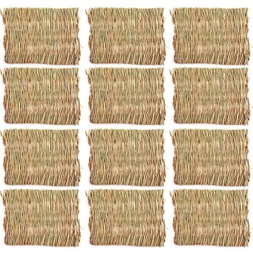 New 12 Packs of Rabbit Woven Bed Mats-Straw Mat Animal Bedding Nest-Guinea Pig Chinchilla Squirrel Hamster Cat and Dog