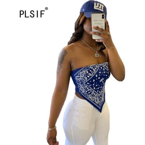 New product very sexy asymmetrical design womens strapless tops bohemian style pattern print tops sexy beach clothes