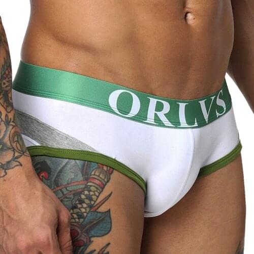 ORLVS Brand 50PC/LOT Wholesale Men Underwear Sexy Gay Briefs Breathable Cotton Male Panties Men Briefs Quick Dry Cueca Tanga
