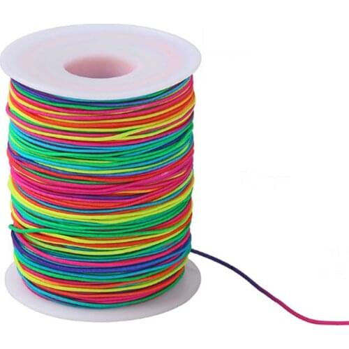 100m Rainbow Colourful Elastic Cord 1mm Thread Stretch String Craft for Beading Braiding DIY Jewelry