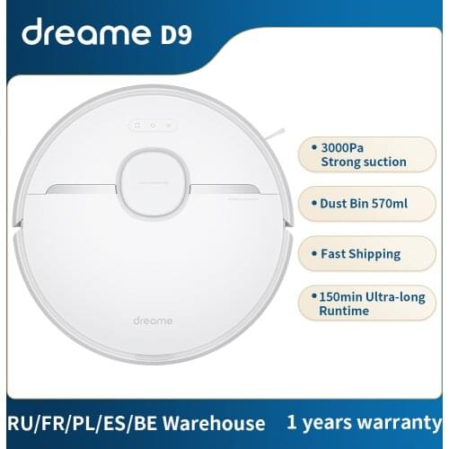 Dreame D9 Robot Vacuum Cleaner For Home Global Version 3000Pa Strong Suction Cleaner Sweeping Washing Mop APP WIFI Smart Control