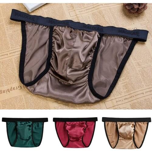 Silk Mens Briefs Low Waist Sexy Mens Underwear Ultrathin Breathable Exciting Convex Bag Trunks Youth Fashion
