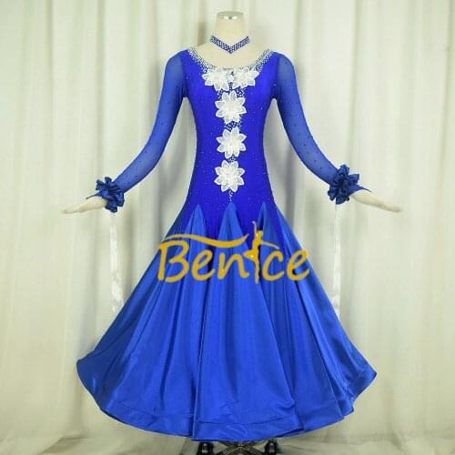 Standard Ballroom Dress Women New Of 2019 Custom Made High-necked Long Sleeved Waltz Ballroom Dance Competition Dresses