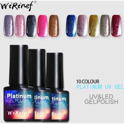 WiRinef Platinum Nail Gel Polish 10Color Platinum Gel Shining Glitter UV Nail Art Gel Polish Lacquer Varnish