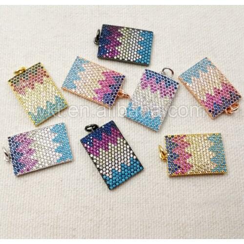 WT-P1071 New Design Cubic Zircon Pendant in High Quality Rectangle Shape Colorful Micro Pave Pendant with Quality Metal Plated