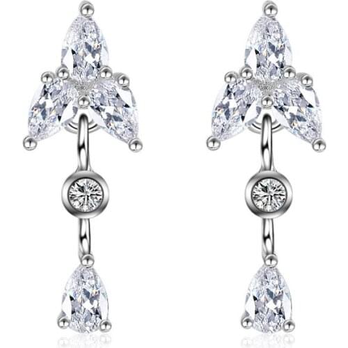 New Hot Sell Fashion Water Drop Shiny Zircon Design 925 Sterling Silver Stud Earrings for Women Jewelry Gift Wholesale
