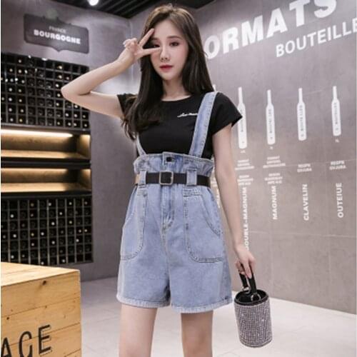 2021 Summer Women Fashion Short Sleeve T Shirt Tops + Denim Overalls 2 Pieces Sets 5XL Plus Size Belt Jeans Suit Feminino