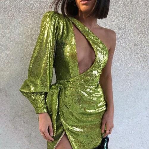 Sexy Puffy Sleeve Short Evening Dress 2021 Cocktail Dress Women Dubai Formal Dresses Robe De Soiree Sequins Prom Party Gowns