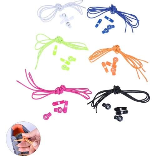 1 pair Reflective Elastic No Tie Shoe Laces Lock Lace for Sneakers Colorful