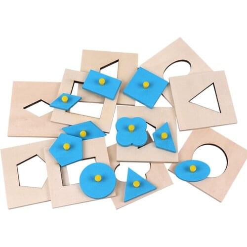 10pcs Insets Montessori Wood Shape Sorting Geometry Puzzle Toy Early Education Preschool Training Kids Toys Gifts For Children