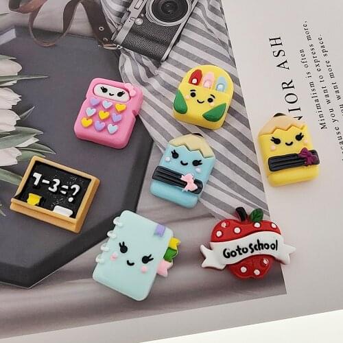 10pcs/lot kawaii flatback resin cartoon school item books new arrival resin cabochons accessories Ornaments