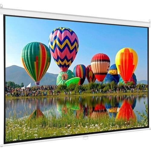 100 inch HD 16:9 Manual Pull Down Projector Screen Self Locking for Home Meeting Room School Restaurant Bar