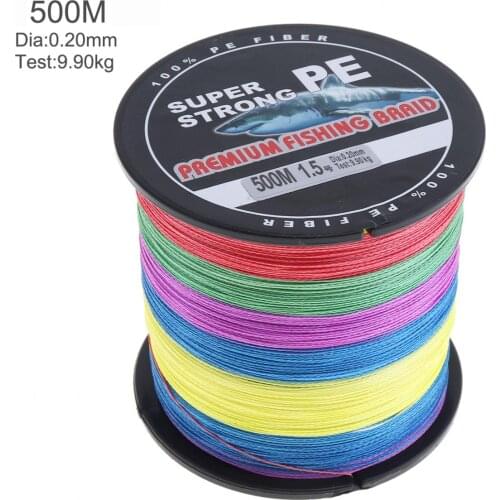 500m Multicolor Super Strong Fishing Line 4 Strands Weaves PE Braided Fishing Rope Multifilament