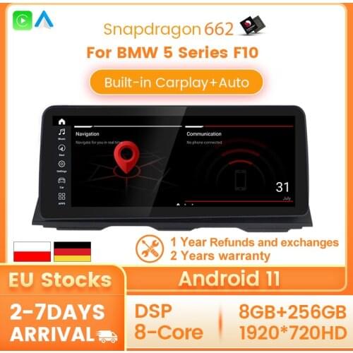 8G+256G !12.3inch Android 11 car GPS radio player for BMW 5 Series F10/F11/520 (2011-2016) CIC/NBT 1920X720HD carplay auto