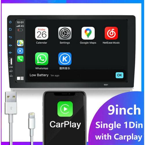 1DIN Car Radio 9 inch Touch Screen 1din Multimedia Video Player Bluetooth USB Audio System for Apple Carplay Auto MP5