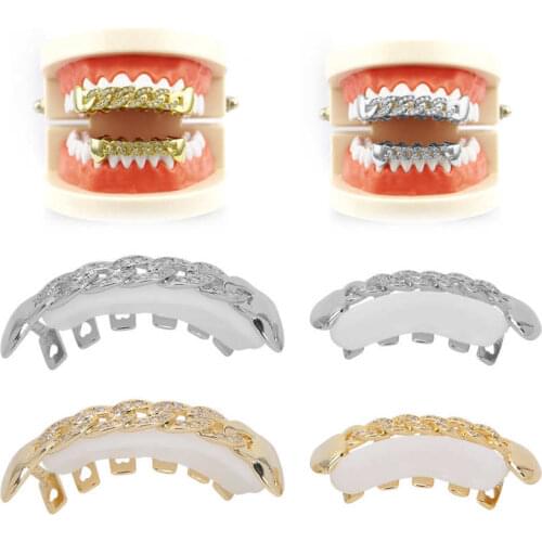 Shining Hollow Chain Hip Hop False Teeth Set Halloween Festival Teeth Decoration Brace Oral Care Decoration Fake Teeth