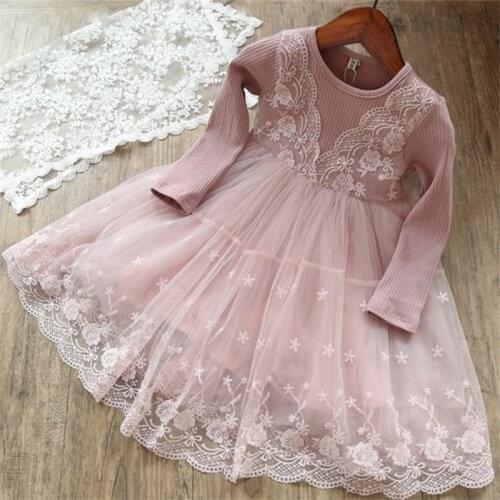 Kids Dresses For Girls Winter Long Sleeve Dress Children Lace Dresses For Casual Wear Girls Christmas Dress Vestido Infantil