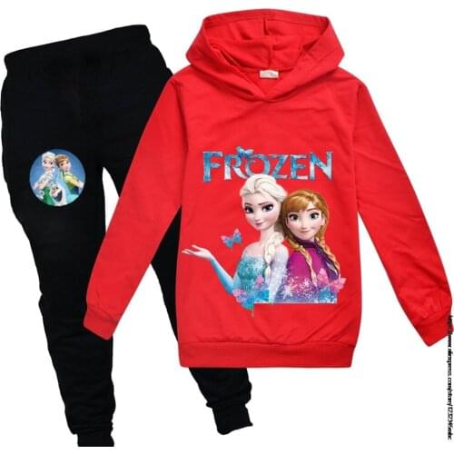 Disney Girls Kids Spring Autumn Frozen Elsa Hoodie Shirt Children Baby Cartoon Print Hoody Tops Sweatshirt Casual Wear Clothes