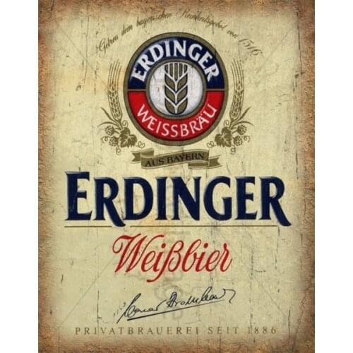 Erdinger Weissbier Lager Beer Vintage Pub Bar Tavern Metal Tin Sign Poster
