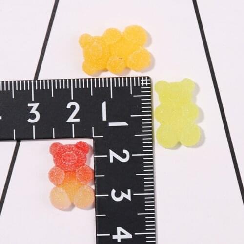 50 Pcs Nail Gradient Jelly Bear Charms Candy Gummy Acrylic 3D Bear Nail Gem Stones Holo Cute Resin Bear Pendant Jewelry For Nail