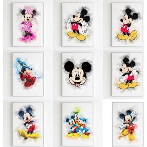 Disney Cartoon Mickey Mouse Canvas Painting Minnie Donald Duck Goofy Posters and Prints Wall Art Picture Kids Room Home Decor