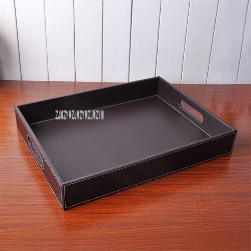 Leather Tray Creative Hotel PU Food Fruit Dessert Snack Tea Tray High-End Serving Tray Desktop Reorganizing Basket With Hole