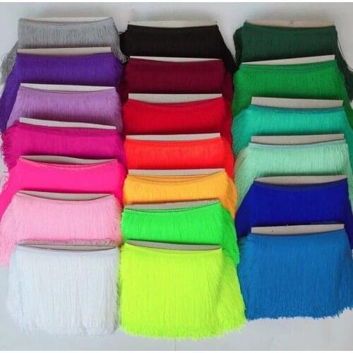 20cm 10 Yards Fringe Lace Tassel Nayon Lace Trim Ribbon Sew Latin Dress Stage Garment Curtain DIY Accessories