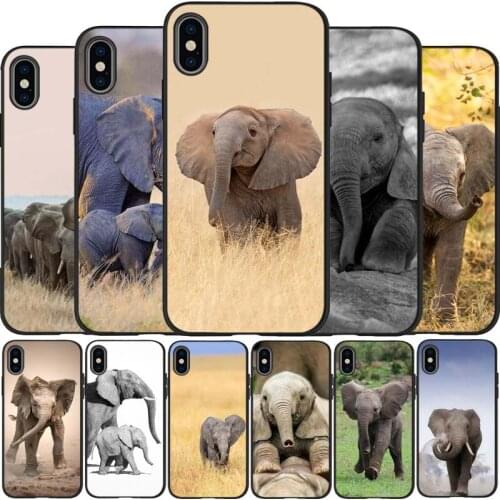 Cute Baby Elephant black Silicone Phone Case For iPhone 12 XR XS Max 5 5S SE 2020 6 6S 7 8 PLUS X 11Pro Max 11 Cover