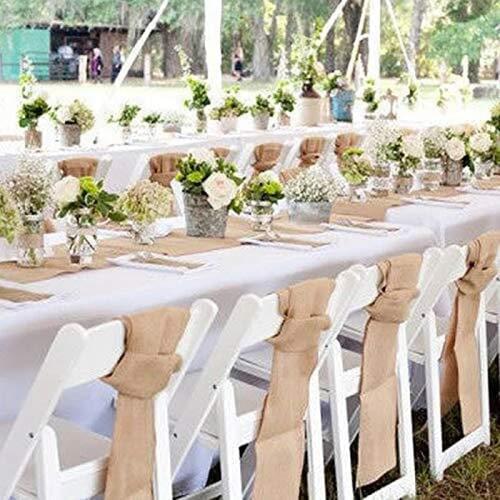 Multi Use Burlap Linen Chair Sashes 15X240CM Lace Hessian Jute Burlap Chair Sash Bow for Wedding Party Baby Shower Home Decor