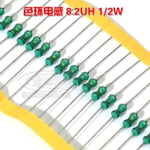 New Color Ring Inductor 0410 1/2W 8.2UH 8R2K Color Code Inductor Straight Inserting Iron Box