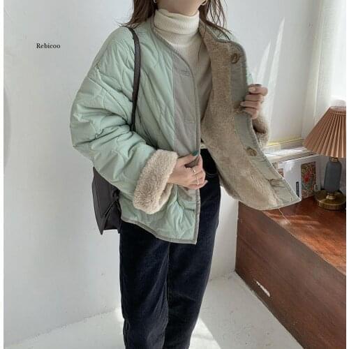 New Female Coat Winter Jacket Thick Warm Women Parkas Vintage Solid Double Wear Faux Lambswool Liner Warm Parka