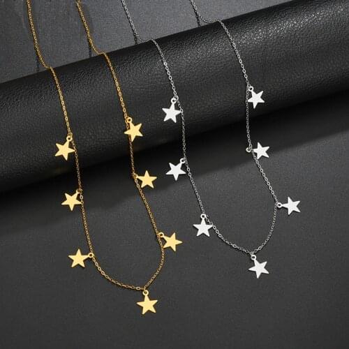 Stainless Steel Star Necklace for Women Pentagram Pattern Clavicle Chain 2020 New Style Chain Necklace Jewelry Wedding Gift