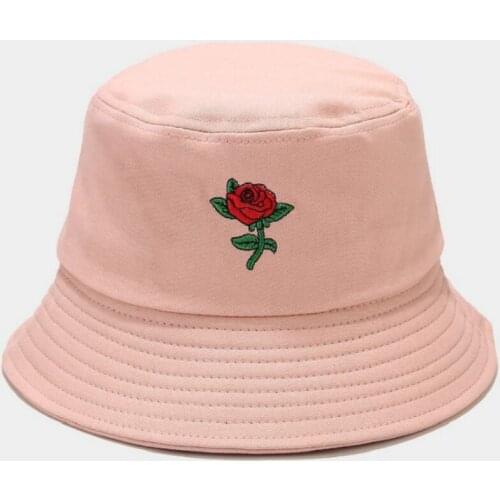Rose bucket hat fishing cap embroidery flower summer women hat cotton sun hat beach panama casual fishermen sunhat dropshipping