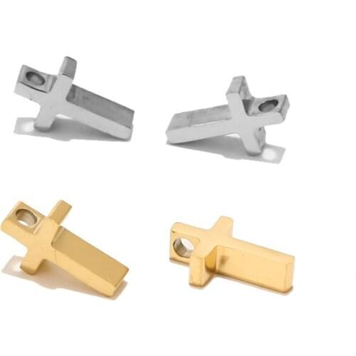 Silver/gold tone Stainless Steel Crosses Charms Pendants Jewelry Findings for Making Bracelet and Necklace 12mm*7mm
