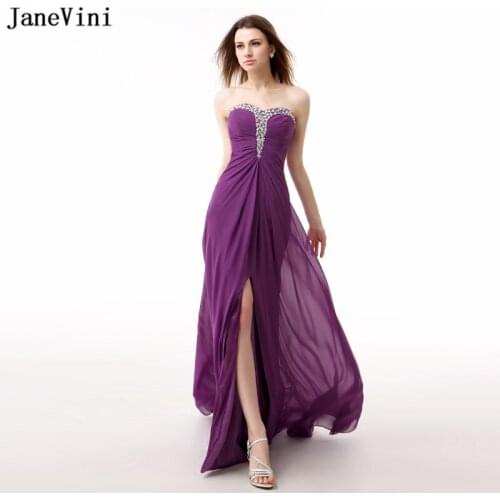 JaneVini Sexy Grape Plus Size Bridesmaid Dresses 2018 Sweetheart Beaded Backless Mermaid Prom Dress Chiffon Formal Party Gowns
