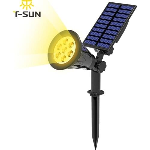 T-SUNRISE 7 LED Outdoor Solar Lighting 200LM Solar Motion Sensor Lamp Warm White 180 Angle Changeable Lamp Decoration Projector