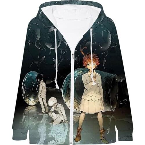 The Promised Neverland Zip Hoodie 3D Printing Unisex Japanese Anime Cute Cosplay Casual Loose Warm Polyester Cardigan Jacket