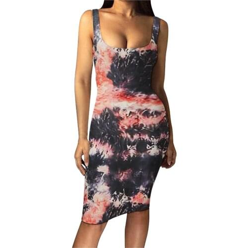 Slim and elegant Bodycon Womens Sexy Vest Tank Dress Sleeveless Basic Midi Club Party Dresses Cocktail wedding vestido 2021