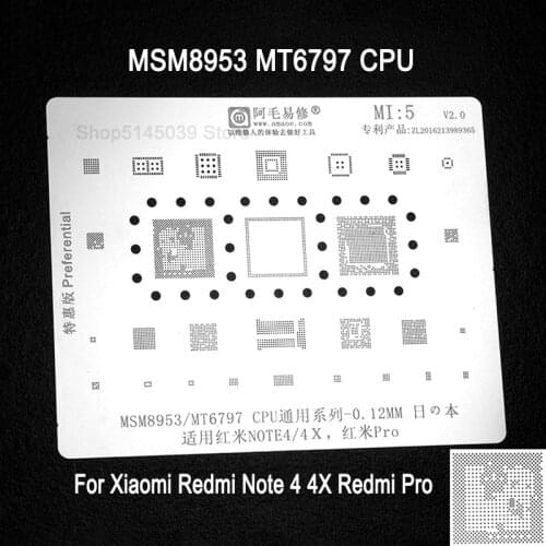BGA Stencil For Xiaomi Redmi Note 4 4x Redmi Pro BGA Stencil MSM8953 MT6797 IC CPU Reballing Planting Tin Net Repair Tools BGA Stenci