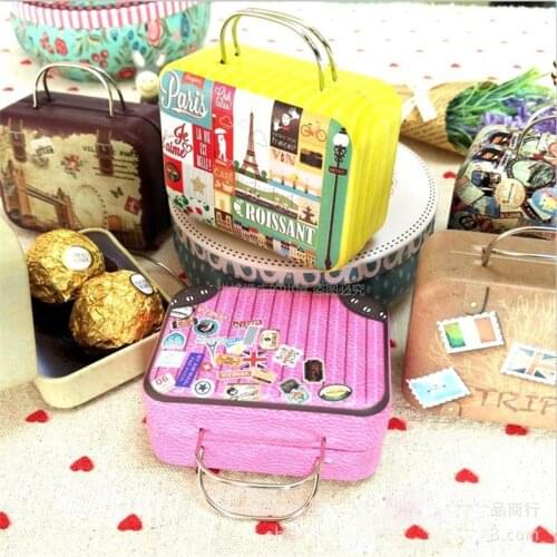 Vintage Mini Suitcase Shape Candy Box Birthday Party Wedding Favor Storage Box Organizer