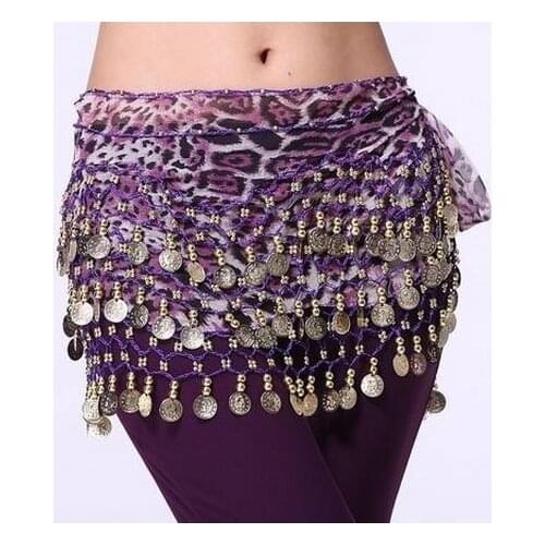Belly dance costumes senior chiffon leopard gold coins belly dance belts for women belly dance costume hip scarf