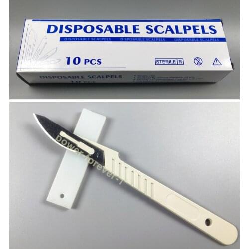 1~50Box 24# Medical Scalpels Dental Disposable Sterile Surgical Blade Plastic Handle Stainless Steel Scalpel Knives